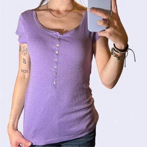 Old Navy y2k lilac purple short sleeve henley top